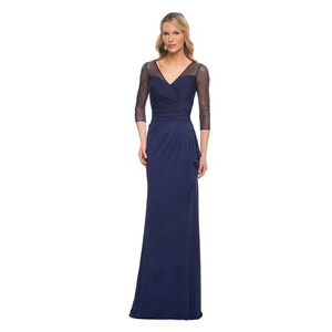 LA FEMME 30028 Navy Maxi Gown Size 2